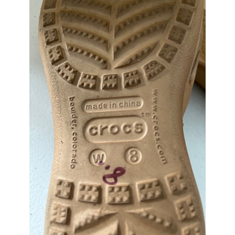 Crocs Womens Alice Work Clog Bronze Tan Metallic Slip On Mules W8 Comfort Shoes - Picture 4 of 6